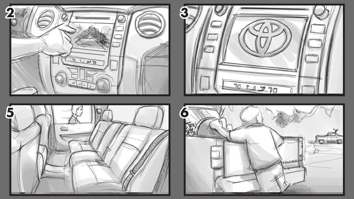 Car interior and exterior scenes