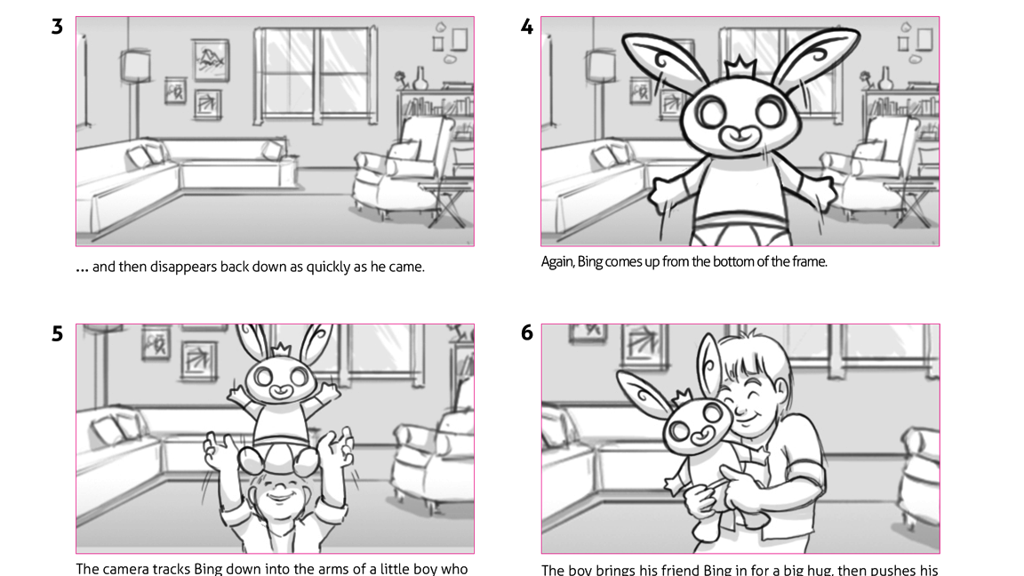 Living room scenes with animated character