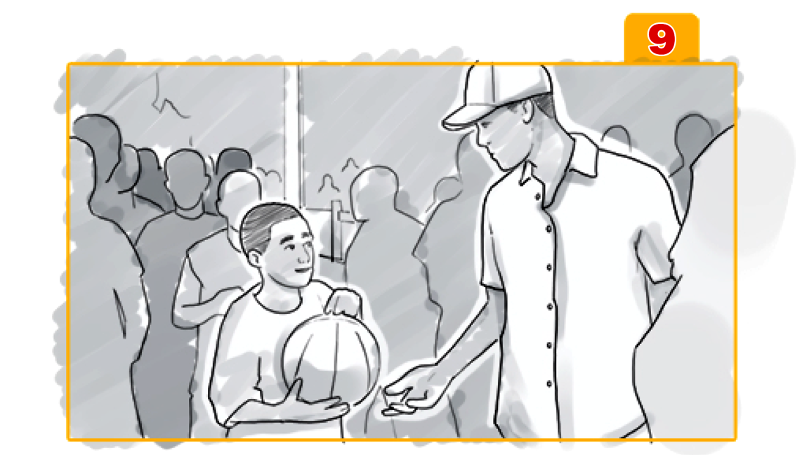 Crowd scene with character interaction